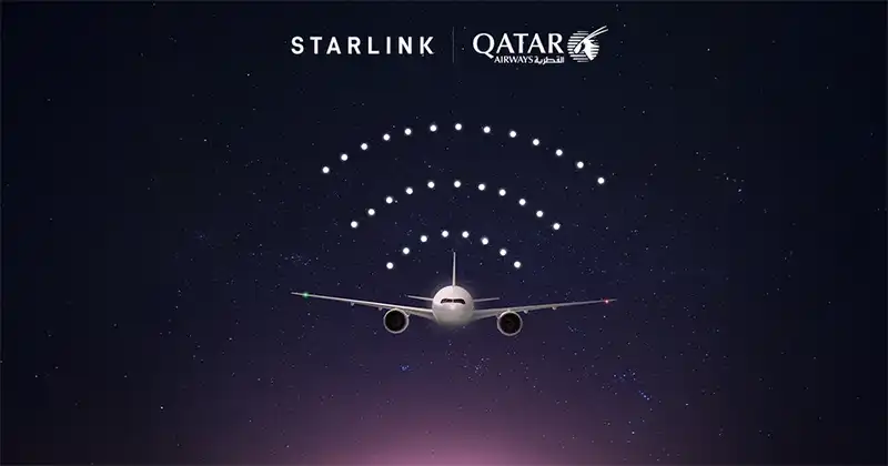 Qatar Airways – Connexion Starlink à bord Connexion Wi-Fi ultra rapide grâce à Starlink à bord des Boeing 777 de Qatar Airways